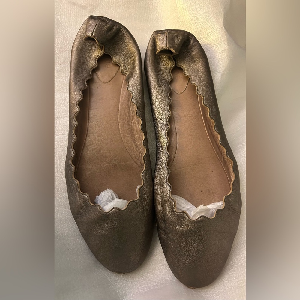 * Chloe Designer Lauren Ballet Flats WELL WORN Sold AS IS *
